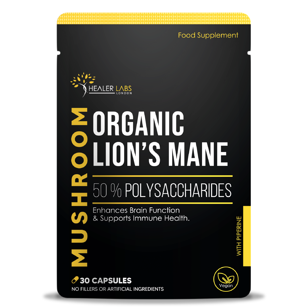  Healer Labs London - Organic Lions Mane 50% Polysaccharides - The Beauty Corp.