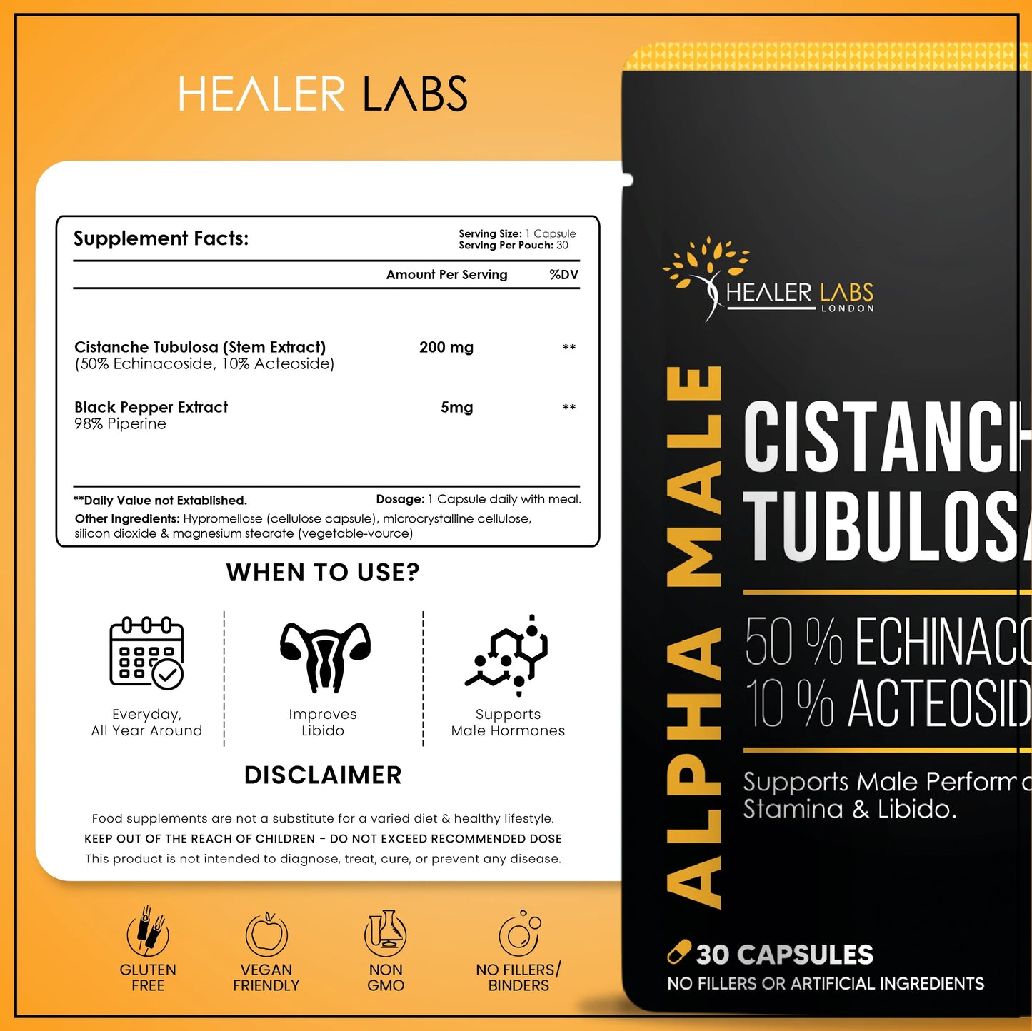  Healer Labs - Organic Cistanche Tubulosa 50% Echinacoside + 10% Acetosides - The Beauty Corp.