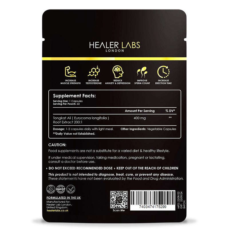  Healer Labs - Tongkat Ali Longjack 200:1 Extract Capsules - The Beauty Corp.