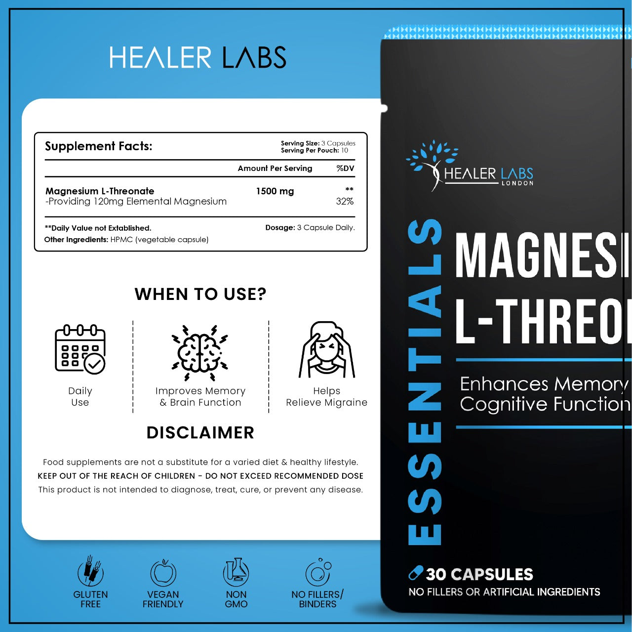  Healer Labs - Magnesium L-Threonate - The Beauty Corp.