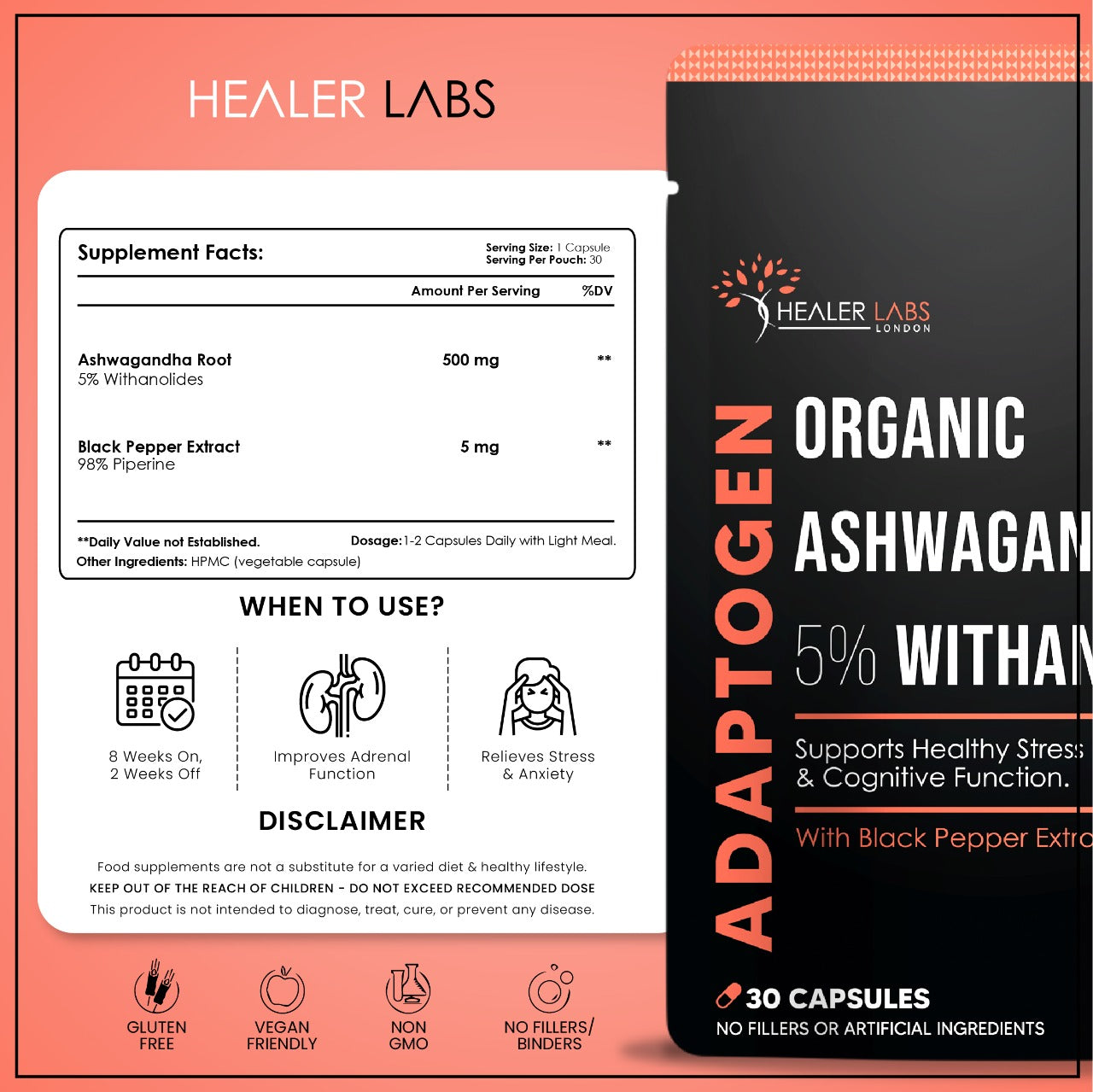  Healer Labs - Organic Ashwagandha 5% Withanolides - The Beauty Corp.